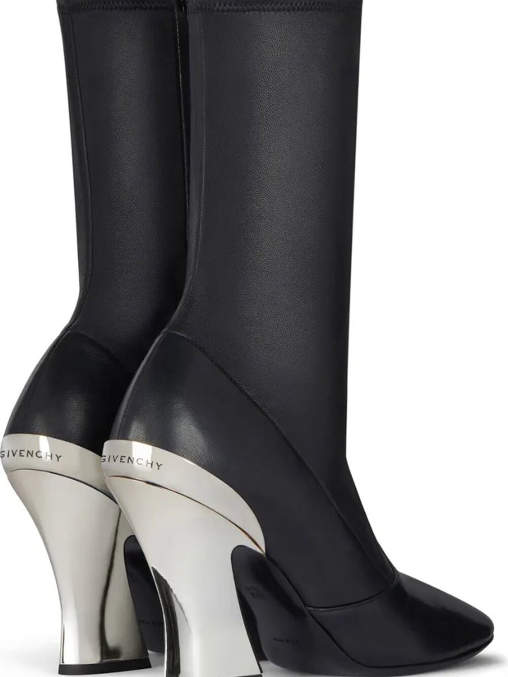 NEW Givenchy Black Leather Sliver Sculpted Heel Ankle Boot Booties 37.5